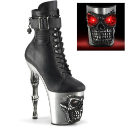 Pleaser RAPTURE-1020STR-LT Black Vegan Leather Silver