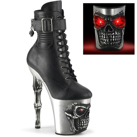 Pleaser RAPTURE-1020STR-LT Black Vegan Leather Silver