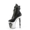 Pleaser RAPTURE-1020STR-LT Black Vegan Leather Silver