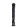 Demonia SHAKER-374 Black Platform Thigh High Wedge Boots