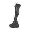 Demonia SHAKER-374 Black Platform Thigh High Wedge Boots