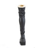 Demonia SHAKER-374 Black Platform Thigh High Wedge Boots