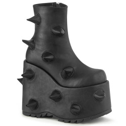 Demonia SLAY-77 Black Vegan Platform Ankle High Boots
