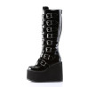Demonia SWING-815 Black Patent Platform Knee High Boots