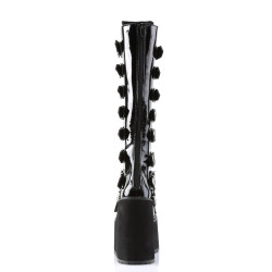 Demonia SWING-815 Black Patent Platform Knee High Boots