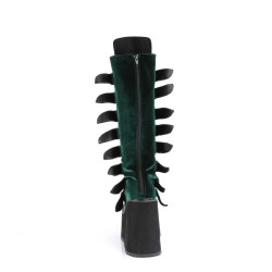 Demonia SWING-815 Emerald Velvet Platform Knee High Boots