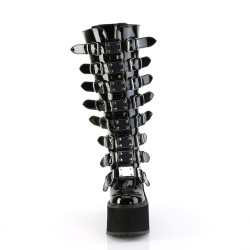 Demonia SWING-815WC Black Patent Platform Knee Boots