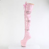 Pleaser CRAZE-3028 Rose Buckle Heelless Overknee Boots