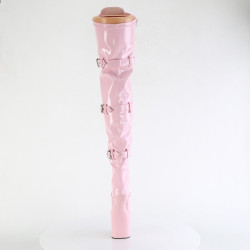 Pleaser CRAZE-3028 Rose Buckle Heelless Overknee Boots