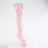 Pleaser CRAZE-3028 Rose Buckle Heelless Overknee Boots