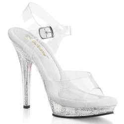 Fabulicious LIP-108MG Clear High Heeled Bridal Sandals