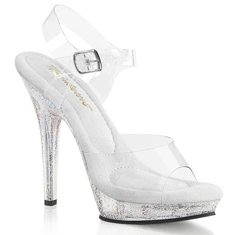 Fabulicious LIP-108MG Clear High Heeled Bridal Sandals Fabulicious LIP-108MG Clear High Heeled Bridal Sandals