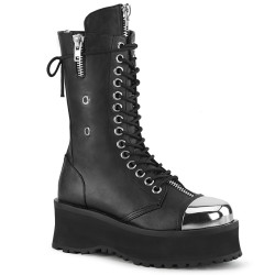 Demonia GRAVEDIGGER-14 Black Vegan Platform Men Boots