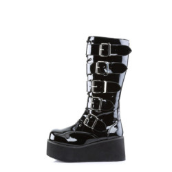 Demonia TRASHVILLE-518 Black Patent Platform Men Boots