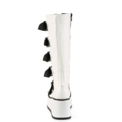 Demonia TRASHVILLE-518 White Vegan Platform Men Boots