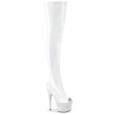 Pleaser BEJEWELED-3011-7 White Hologram Patent Strass