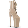 Pleaser BEYOND-1020 Nude Patent High Heeled Ankle Boots