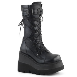 Demonia SHAKER-70 Black Vegan Platform Wedge Boots