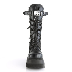 Demonia SHAKER-70 Black Vegan Platform Wedge Boots