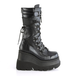 Demonia SHAKER-70 Black Vegan Platform Wedge Boots