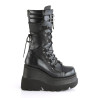 Demonia SHAKER-70 Black Vegan Platform Wedge Boots