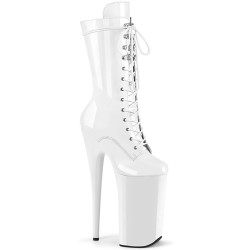Pleaser BEYOND-1050 White Patent Ankle High Boots Women