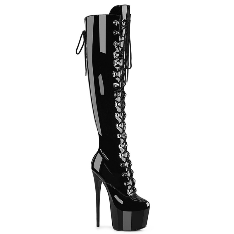 Pleaser JUBILANT-3012 Black Laced Over The Knee Boots Pleaser JUBILANT-3012 Black Laced Over The Knee Boots