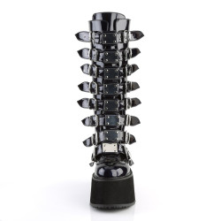 Demonia DAMNED-318 Black Hologram Platform Boots