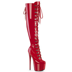 Pleaser JUBILANT-3012 Red Laced Over The Knee Boots