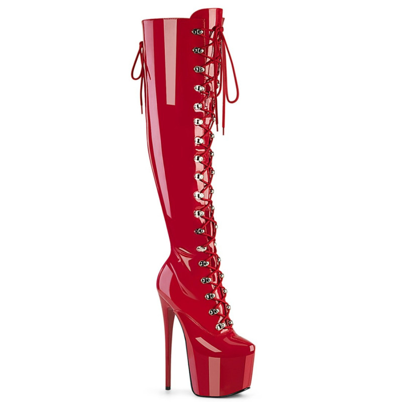 Pleaser JUBILANT-3012 Red Laced Over The Knee Boots Pleaser JUBILANT-3012 Red Laced Over The Knee Boots