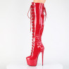Pleaser JUBILANT-3012 Red Laced Over The Knee Boots
