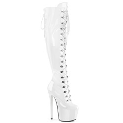 Pleaser JUBILANT-3012 White Laced Over The Knee Boots