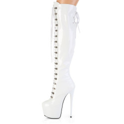 Pleaser JUBILANT-3012 White Laced Over The Knee Boots