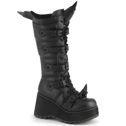 Demonia SCENE-157 Black Vegan Knee High Platform Boots