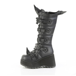 Demonia SCENE-157 Black Vegan Knee High Platform Boots