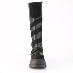 Demonia STOMP-228 Black Vegan Platform Wedge Boots