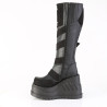 Demonia STOMP-228 Black Vegan Platform Wedge Boots
