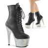 Pleaser BEJEWELED-1020-7 Black Vegan Leather Silver