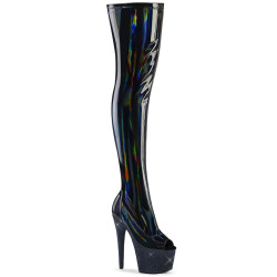 Pleaser BEJEWELED-3011-7 Black Hologram Patent Strass