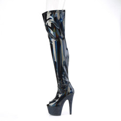 Pleaser BEJEWELED-3011-7 Black Hologram Patent Strass