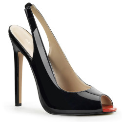 Pleaser SEXY-08 Black Slingback Peep Toe Pumps Women