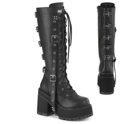 Demonia ASSAULT-218 Black Vegan Platform Women Boots