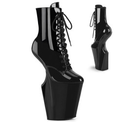 Pleaser WORSHIP-1020 Black Patent Women's Ankle Boots