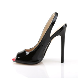Pleaser SEXY-08 Black Slingback Peep Toe Pumps Women