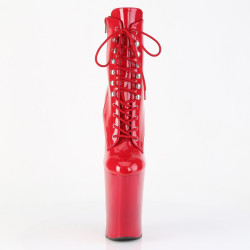 Pleaser WORSHIP-1020 Red Patent High Heeled Ankle Boots