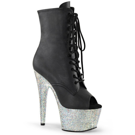 Pleaser BEJEWELED-1021-7 Black Vegan Leather Silver