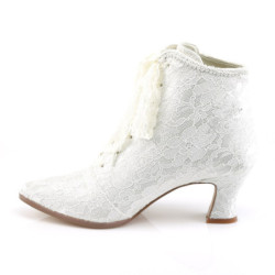 Fabulicious VICTORIAN-30 Ivory Satin Lace Ankle Boots