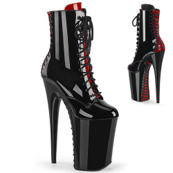 Pleaser INFINITY-1020FH Black-Red Patent Ankle Boots