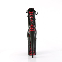 Pleaser INFINITY-1020FH Black-Red Patent Ankle Boots