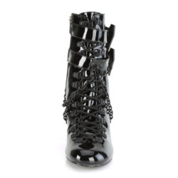 Demonia VIVIKA-128 Black Patent Block Heel Ankle Boots